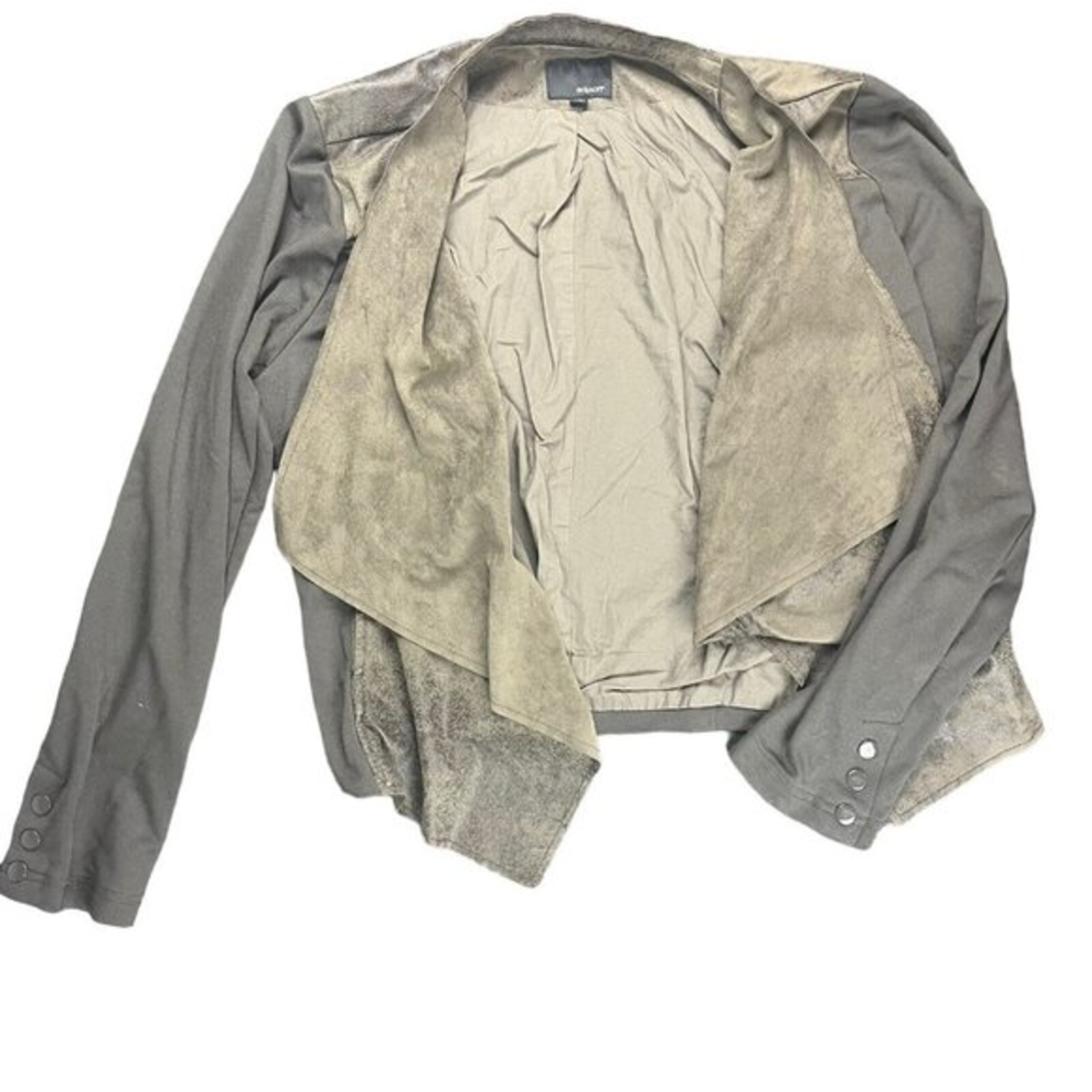 Edyson Maisha Ponte Faux Leather Moto Jacket Womens Sz XXL Long Sleeve Open Gray